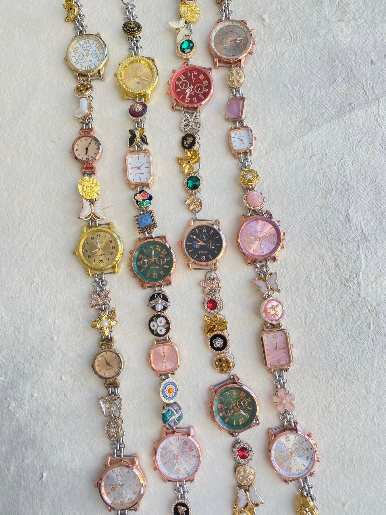 Vintage Colorful Button Watch Bag Strap