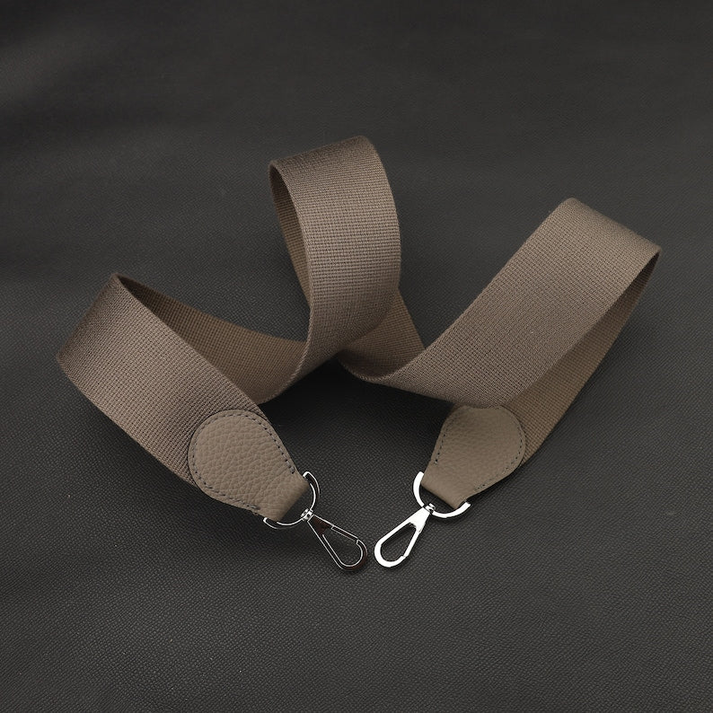 Canvas Bag Strap: 5cm Wide, Leather Accents, Gold Clasp