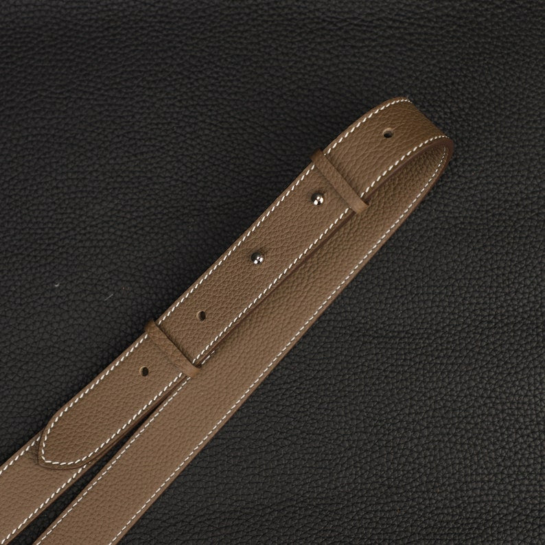 Hermès Style Etoupe (18) Togo Leather Adjustable Bandoulière: Compatible Shoulder/Crossbody Strap for Picotin & Lindy Bags