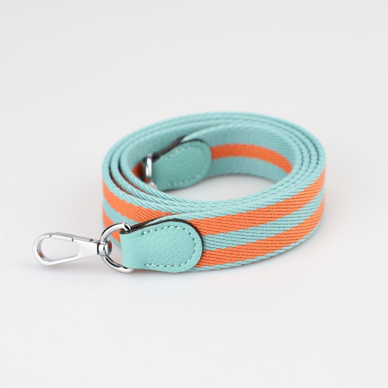 Bleu Saint Cyr & Orange Striped Bag Strap: Clemence Leather, Crossbody Style