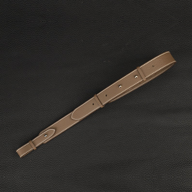 Hermès Style Etoupe (18) Togo Leather Adjustable Bandoulière: Compatible Crossbody/Shoulder Strap for Picotin & Lindy Bags