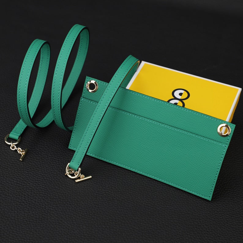 Epsom Leather Wallet Insert & Shoulder Strap: Crossbody Purse Strap