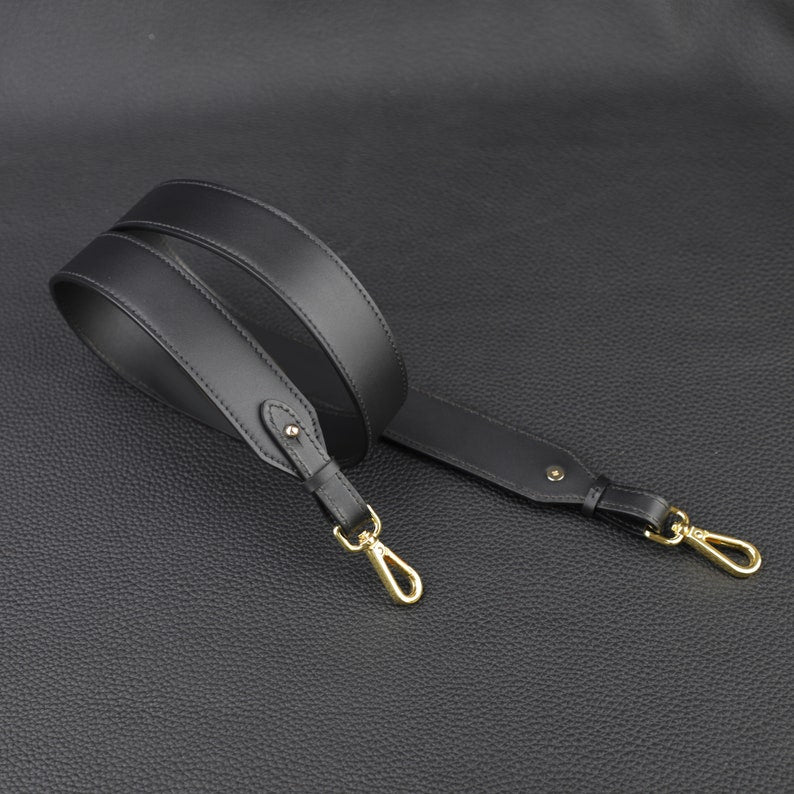 Hermès Style Black Swift Leather Bandoulière (30mm Wide): Detachable Shoulder/Crossbody Strap Compatible with Luxury Bags