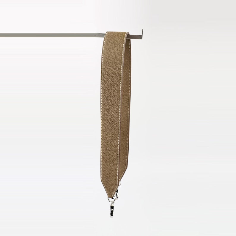 Artisanal Togo Leather Bandoulière (40mm Wide): Hand-Stitched Shoulder Strap Compatible with Birkin & Travel Bags