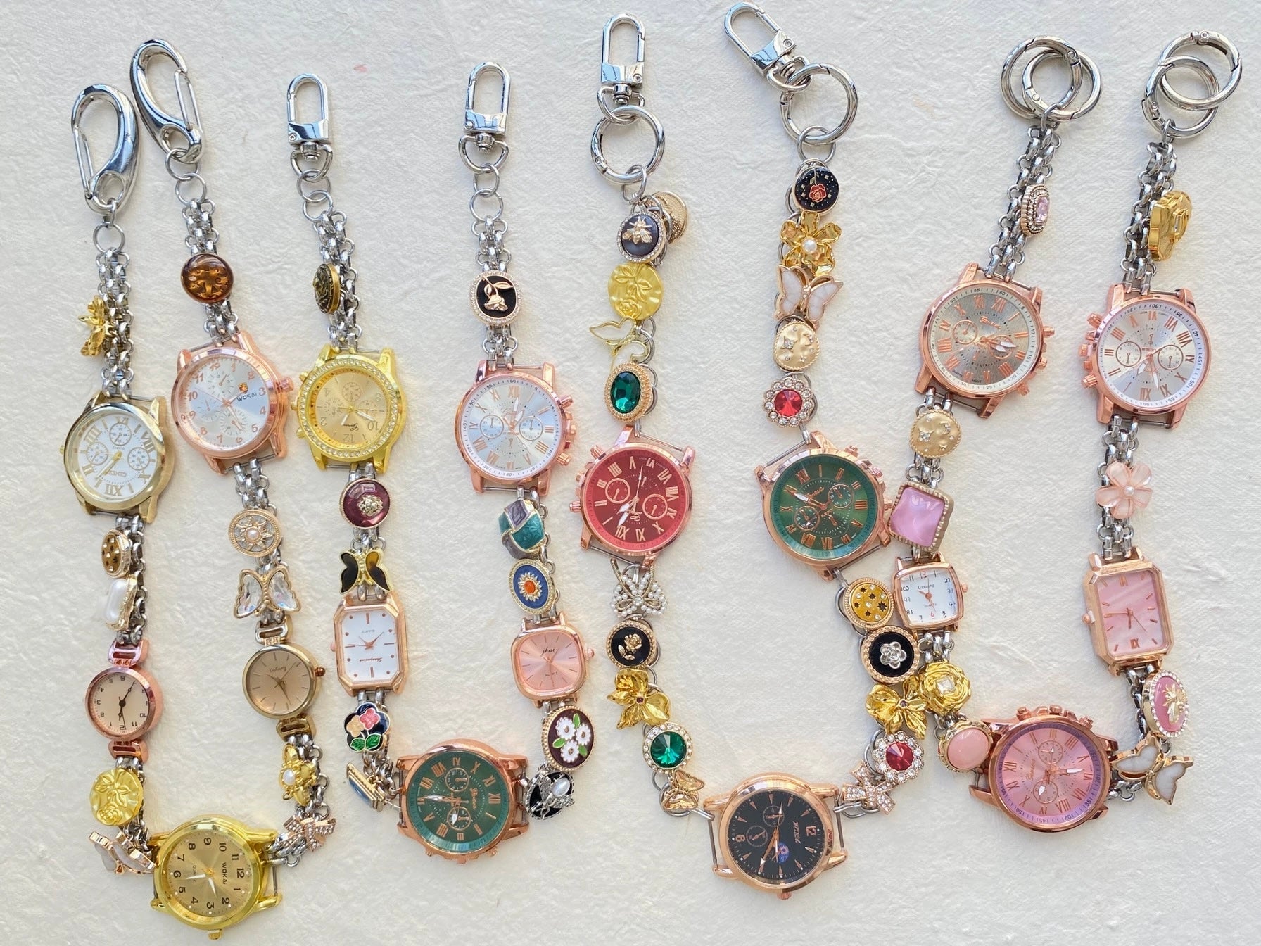 Vintage Colorful Button Watch Bag Strap