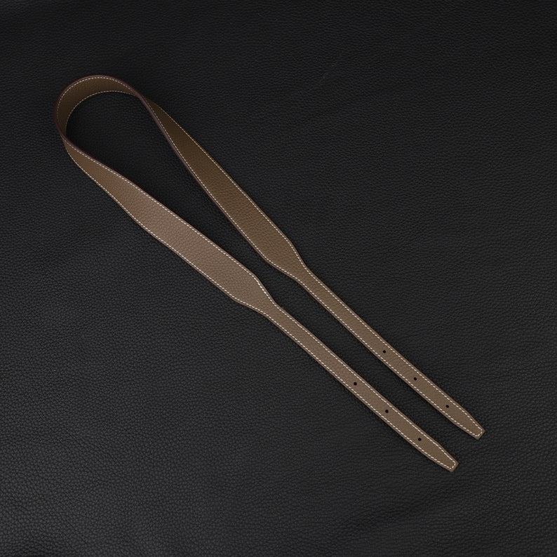 Hermès Style Etoupe (18) Togo Leather Bandoulière: 3cm Wide Shoulder/Crossbody Strap Compatible with Halzan Bags