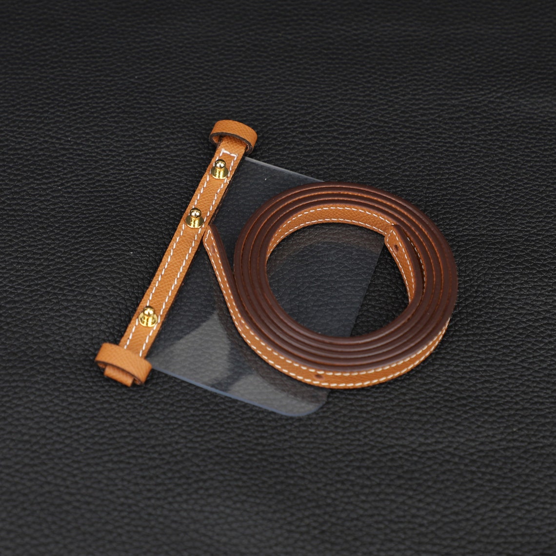 Epsom Leather Wallet Strap with Clear Silicone Insert