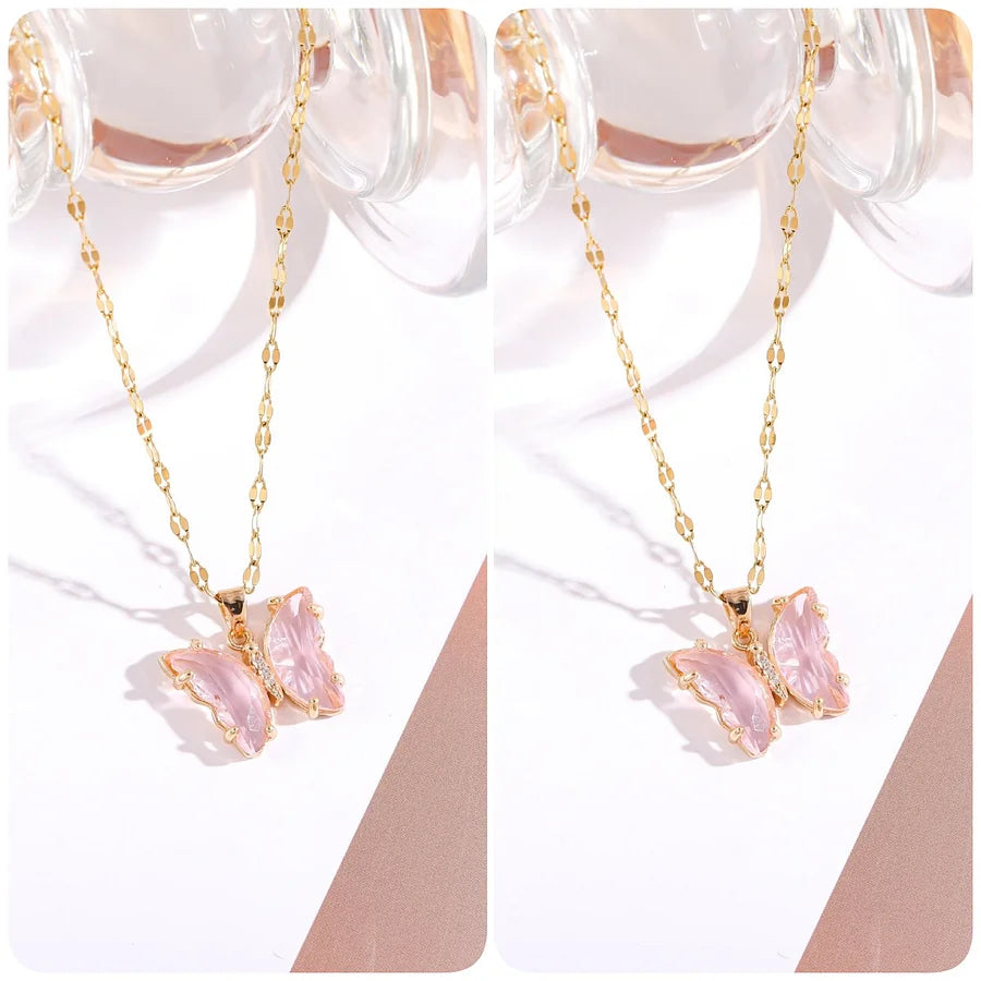 Love & Freedom Crystal Butterfly Necklace