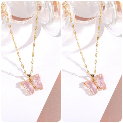 Love & Freedom Crystal Butterfly Necklace