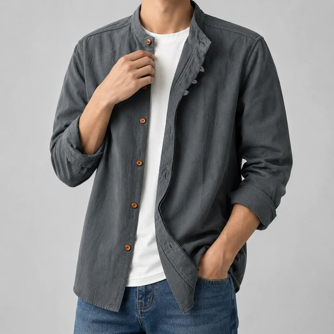 Kyoto - Men's Ultra Comfortable Band Collar Shirt