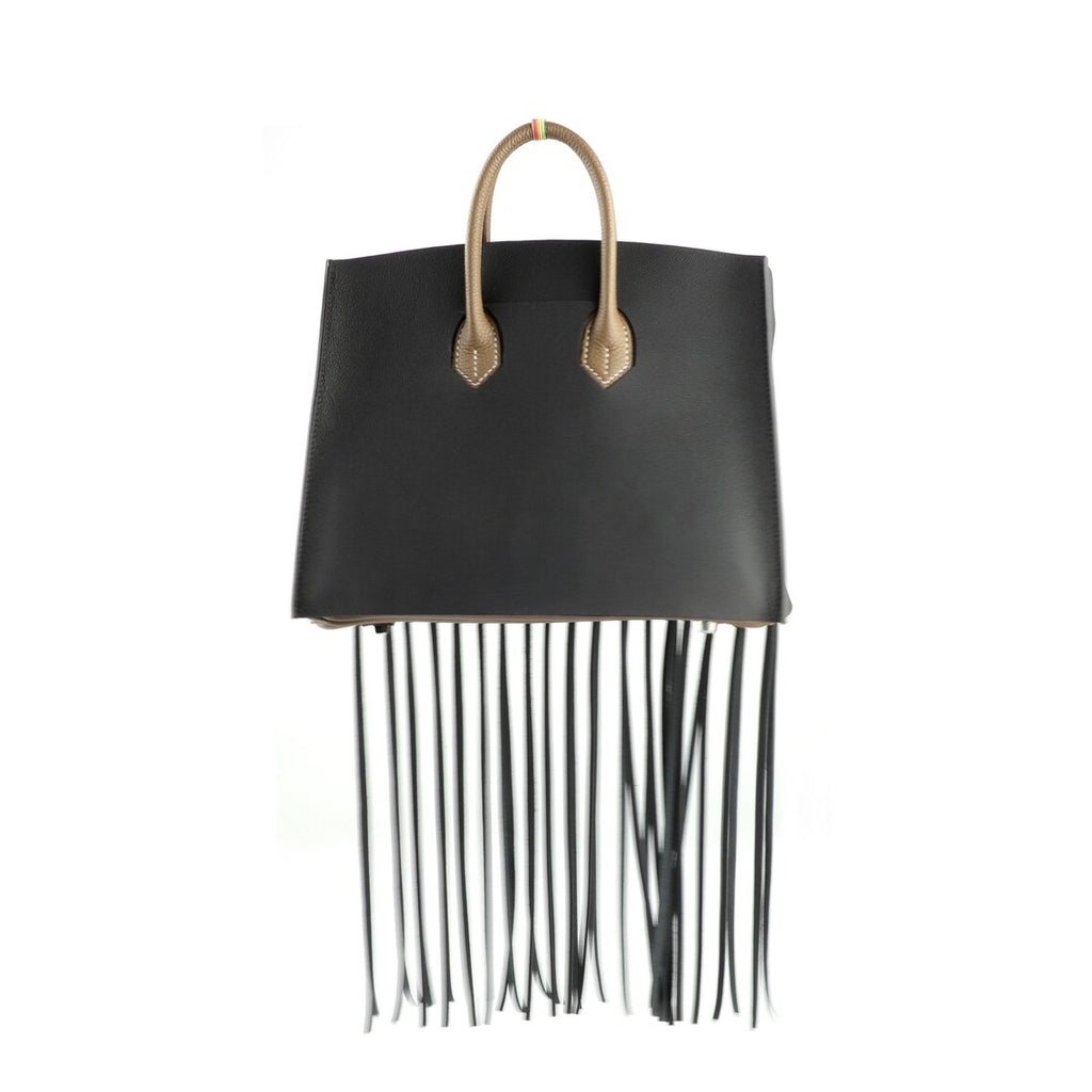 Black Fringe Bag Cover for Kelly bag | Leather Protective Bag Cape | Luxury Purse Cover with Long Tassels | Custom Handmade Bag Accessory