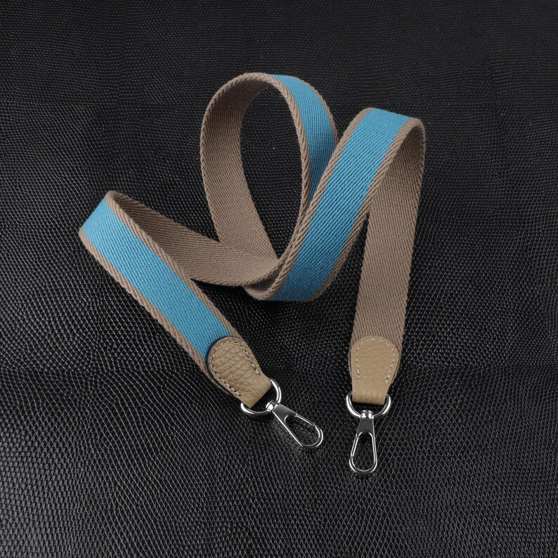 25mm Bi-color canvas shoulder and clemence leather shoulder strap for evelyn TPM,34 colors avaliable