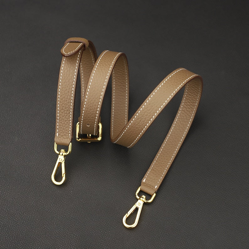 Hermès Style Black Togo Leather Adjustable Bandoulière (18mm Slim): Compatible Crossbody/Shoulder Strap