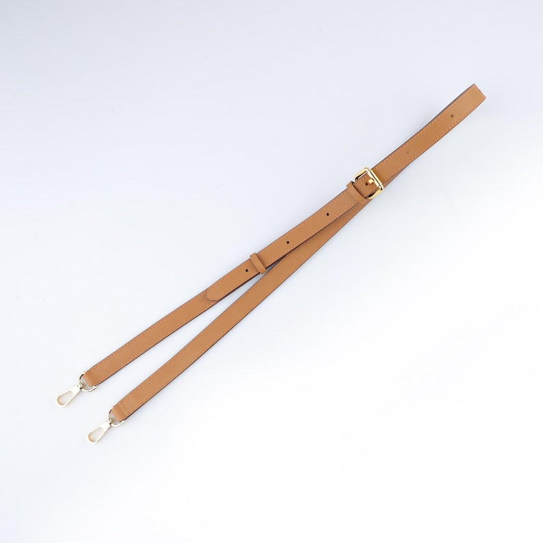 1.5cm Width Black Saffiano Leather Bag Shoulder Strap,Caramel Saffiano leather Adjustable bag strap