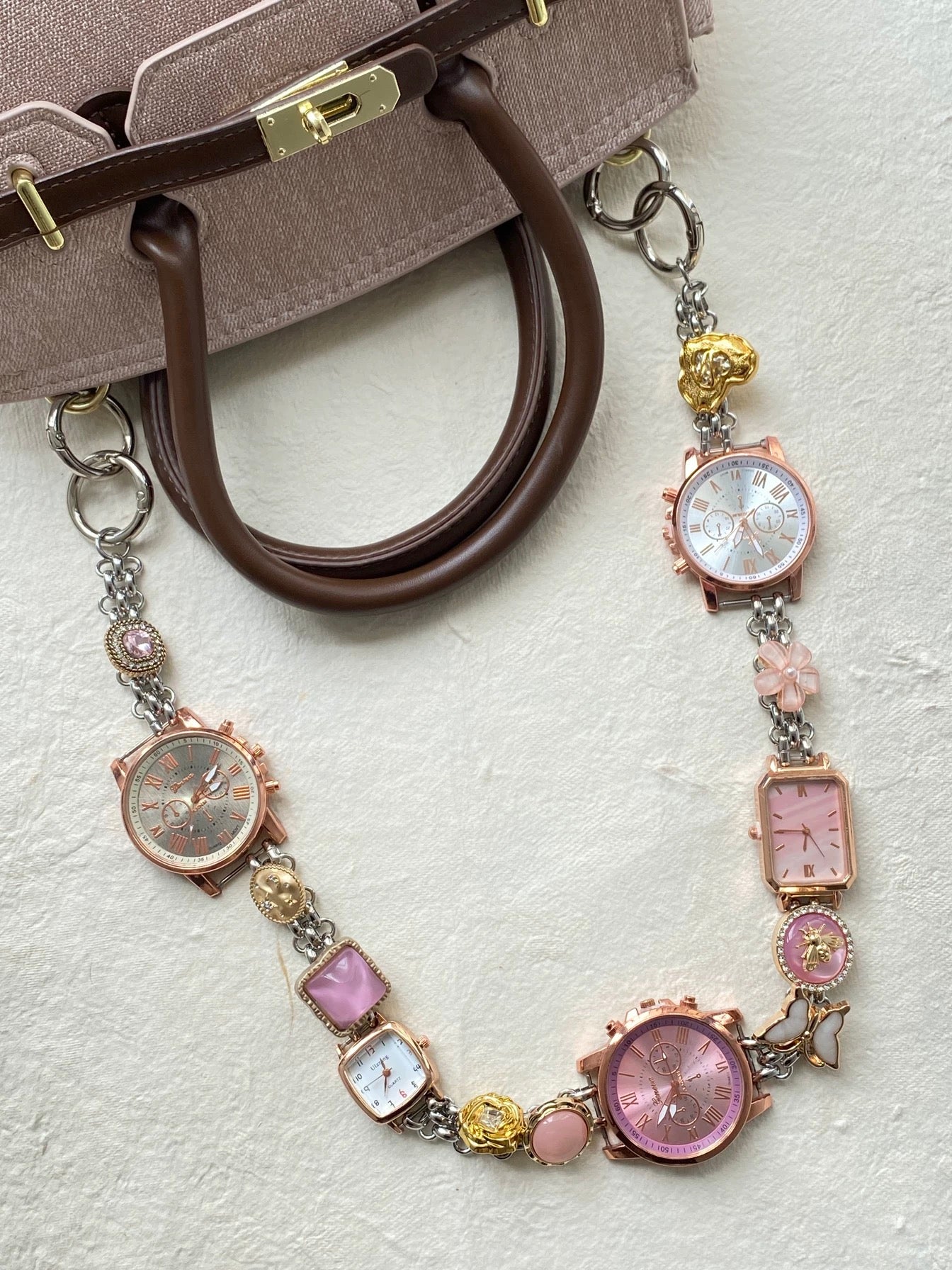 Vintage Colorful Button Watch Bag Strap