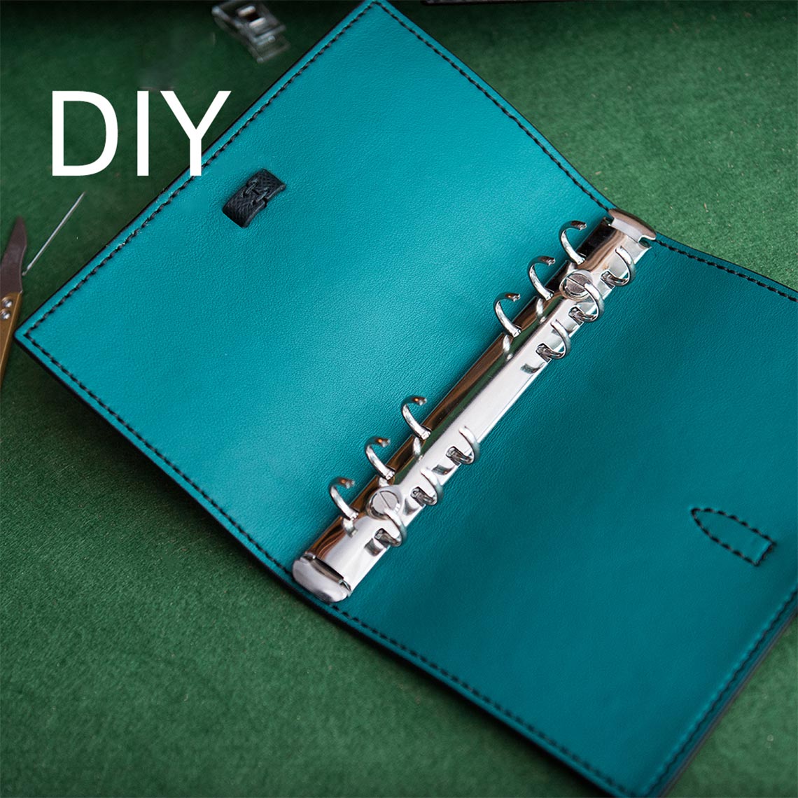 Leather Notebook Cover Refillable | Handmade Black & Blue Leather Notebook Cover - Wirkin™