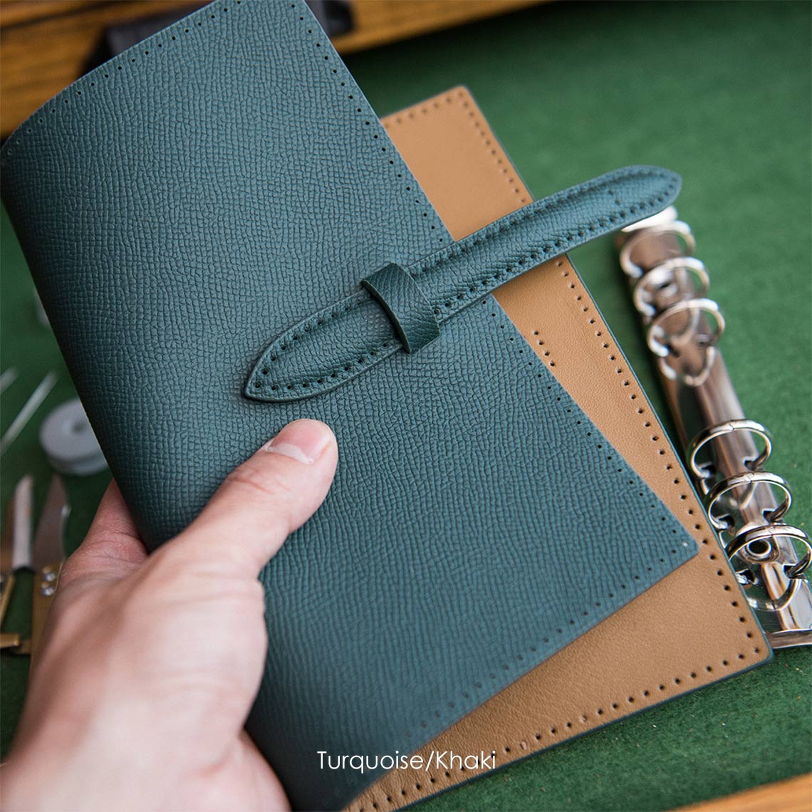 Leather Cover for Notebook | Full Grain Leather A6 Notebook Cover Turquoise Blue - Wirkin™