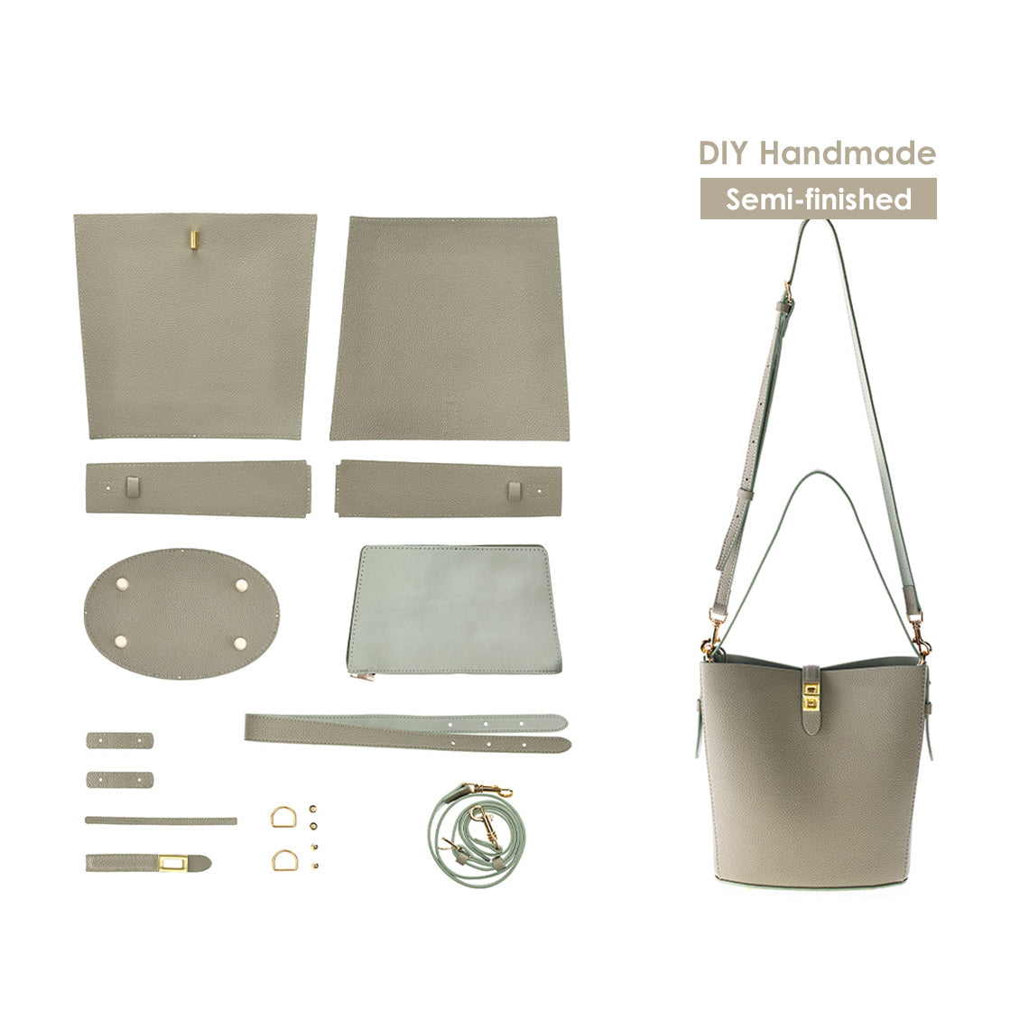 DIY Crossbody Bucket Bag Making Kit Green | DIY Leathercrafts Kit - Wirkin™