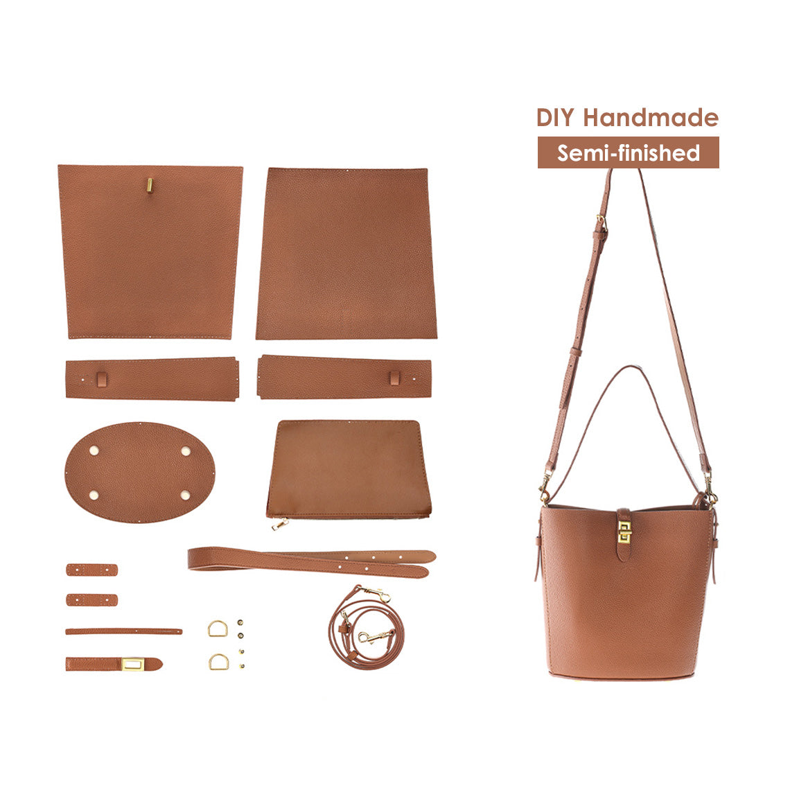Wirkin® Leather Simple Bucket Crossbody Bag DIY Kit