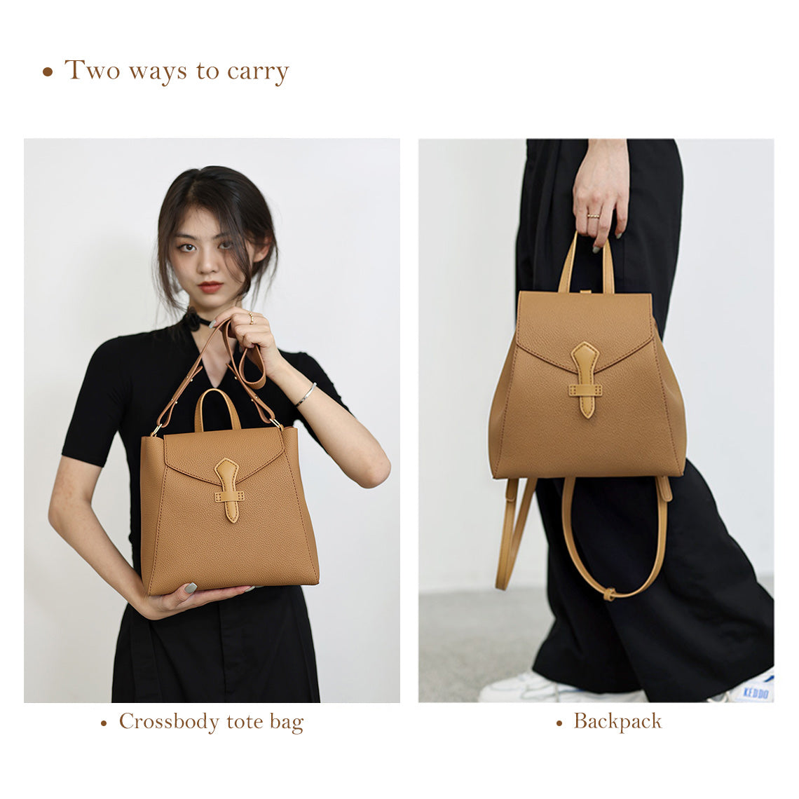 DIY Tote Bag Kit Backpack Kit in Tan | Genuine Leather Backpack Tote Bag with Smart Straps - Wirkin™ DIY Leathercrafts
