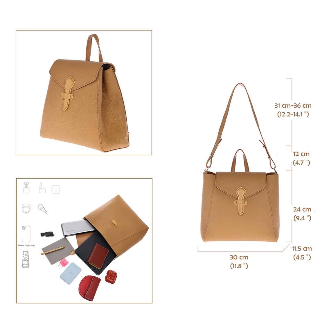 DIY Tote Bag Kit Backpack Kit in Tan | Handmade Leather Backpack Tote Bag Size & Interior - Wirkin™ DIY Leathercrafts