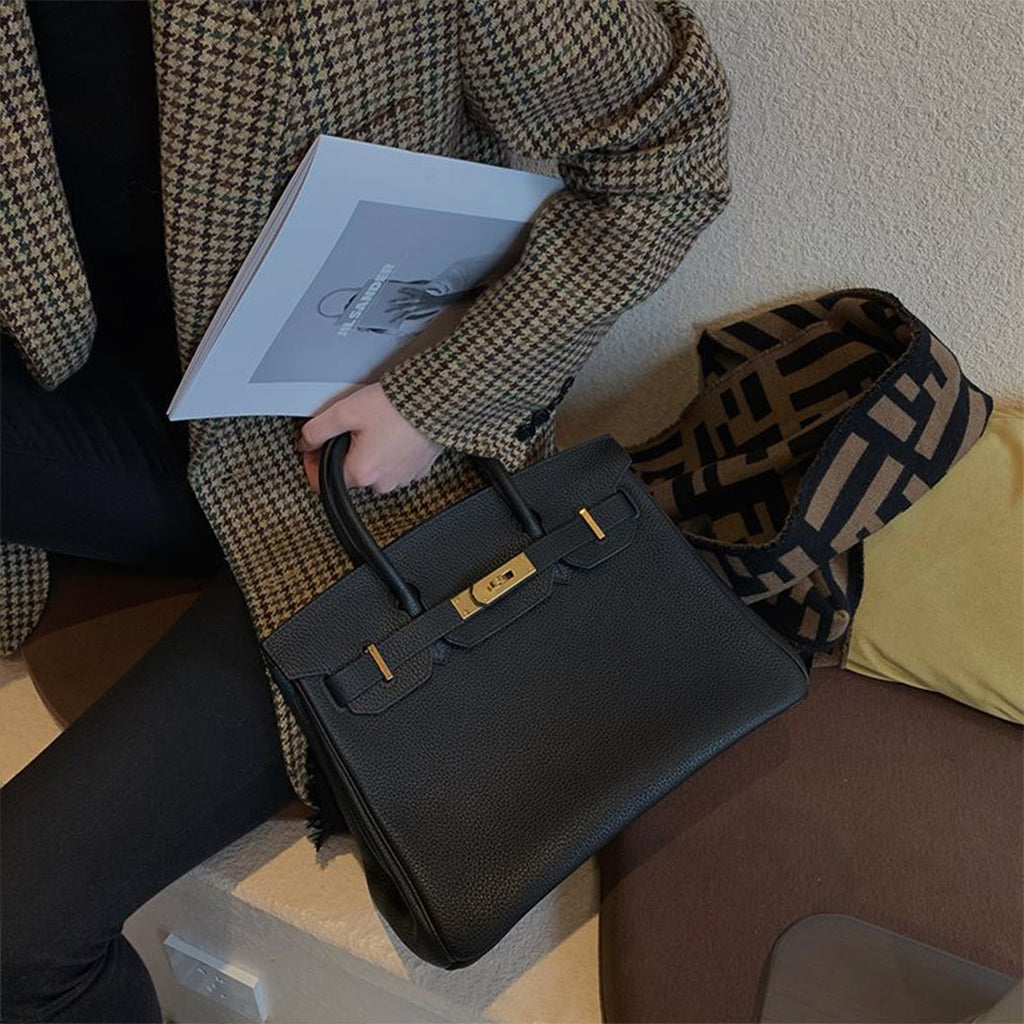 Black Inspired Birkin Handbag | Iconic Leather Handbag for Women - Wirkin™