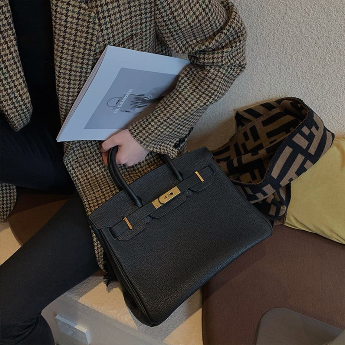 Black Inspired Birkin Handbag | Iconic Leather Handbag for Women - Wirkin™