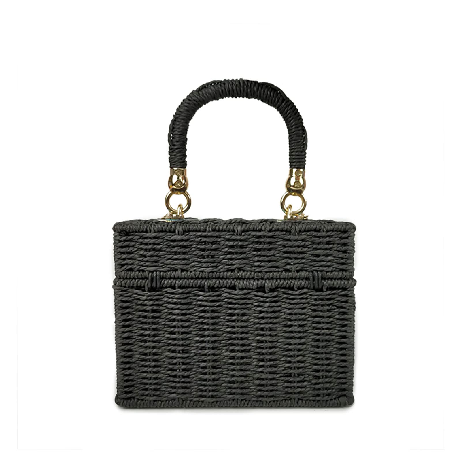 Women’s Handmade Straw Woven Beach Top Handle Bucket Bags image 7
