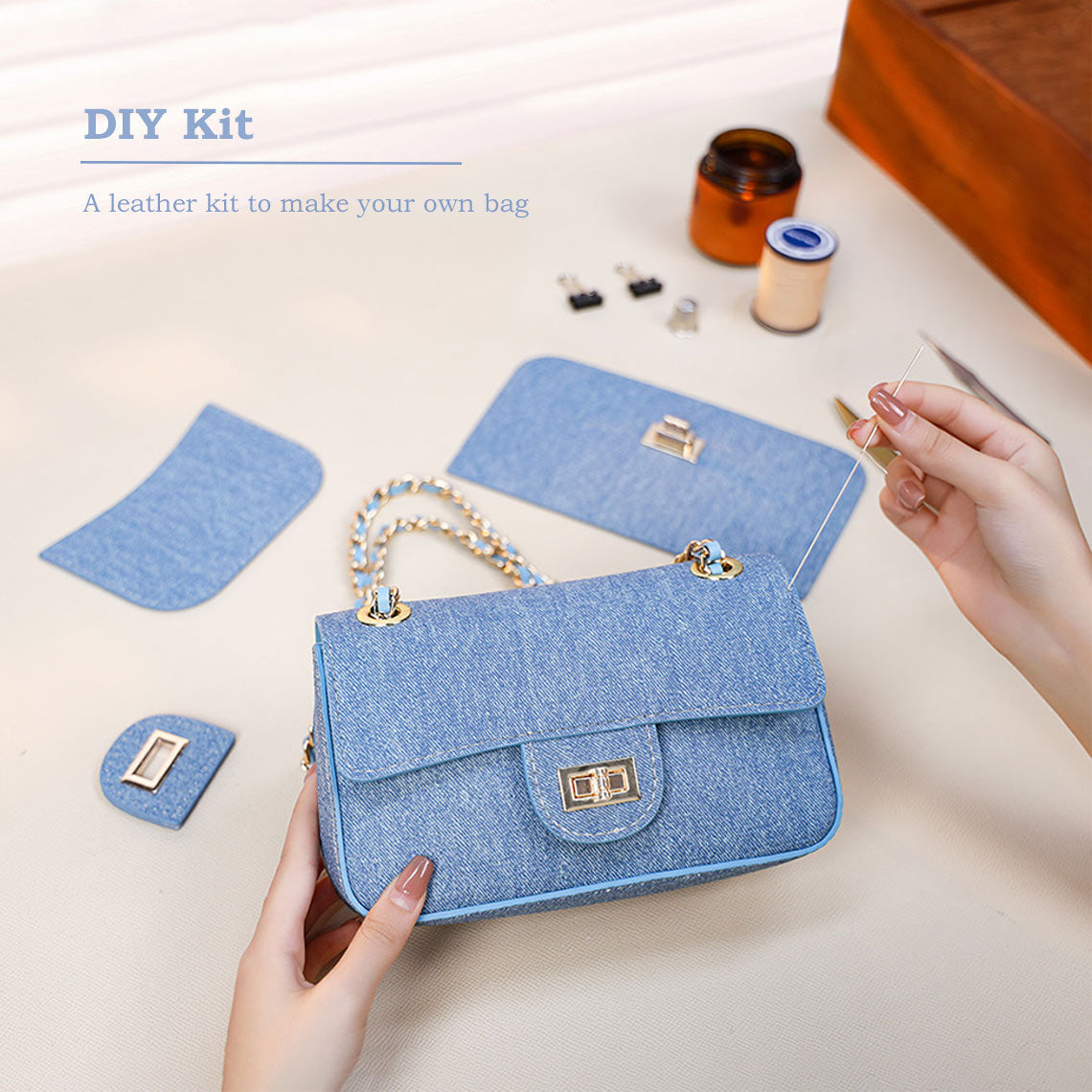 Wirkin® Leather Denim Small Chain Bag DIY Kits