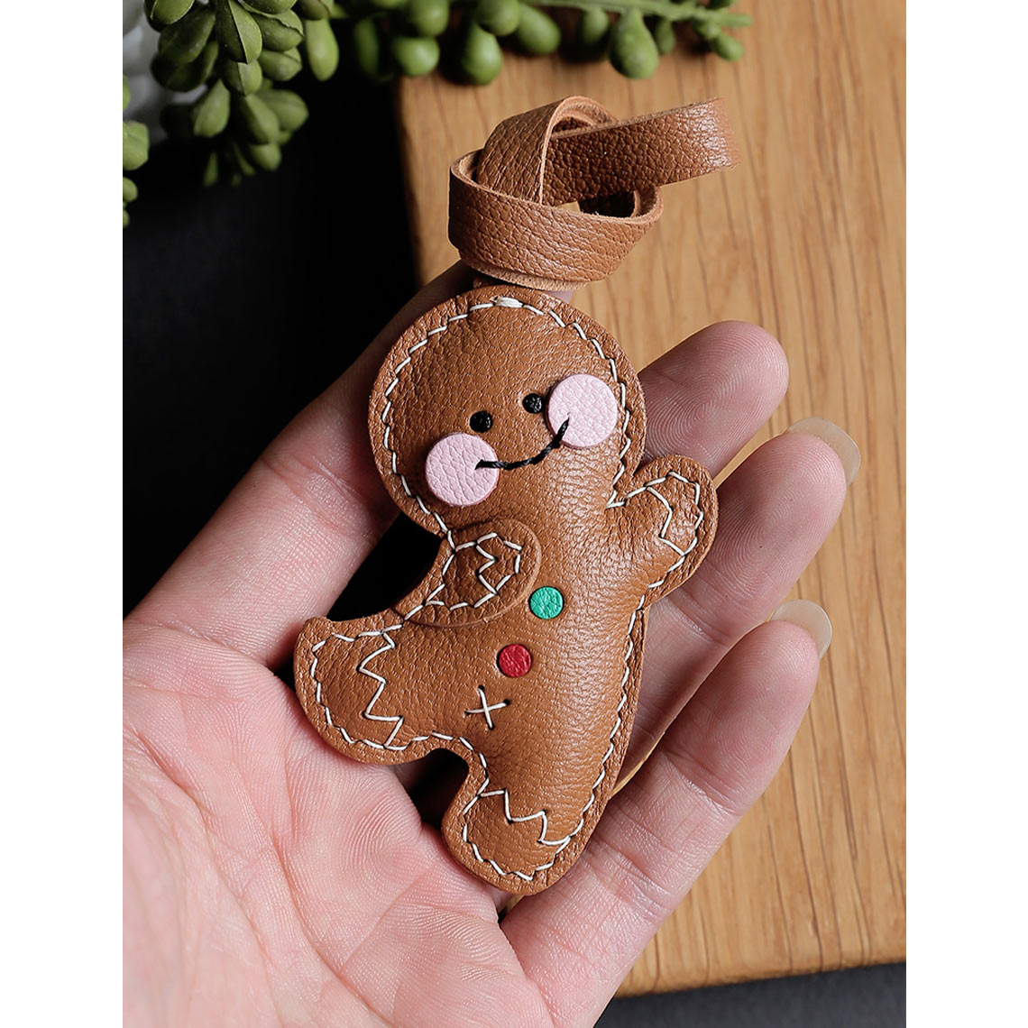 Gingerbread Leather Charm Keychain | Make Your Own Purse Charm at Home - Wirkin®
