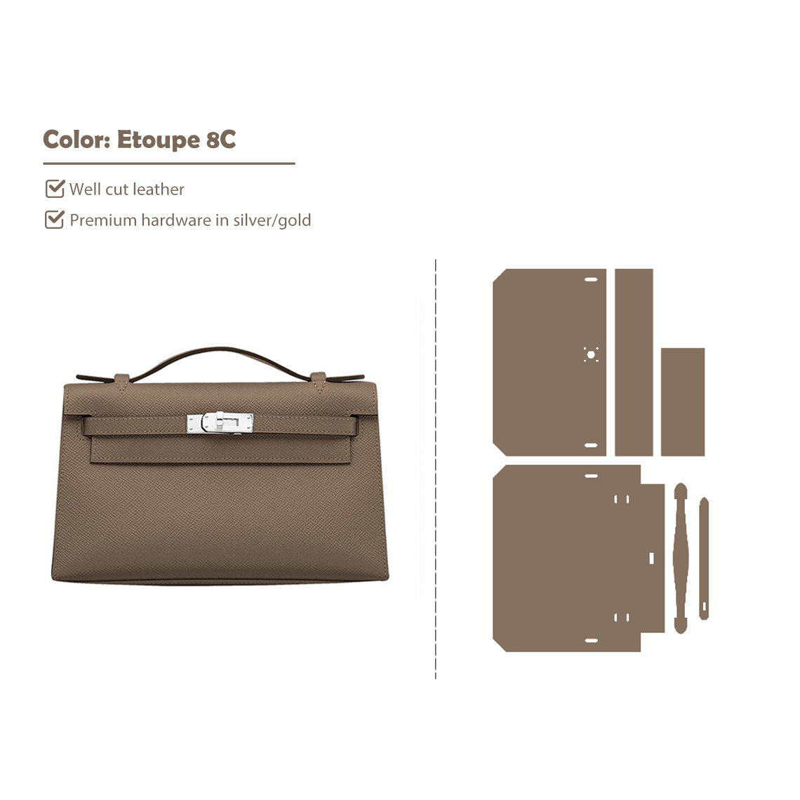 Etoupe Kelly Pochette Classic Bag | Make Your Own Luxury Bags at Home - Wirkin®