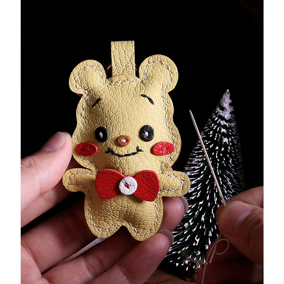 Cute Winnie Design Leather Charm DIY Handmade Gifts | Small Leather Sewing Project - Wirkin®