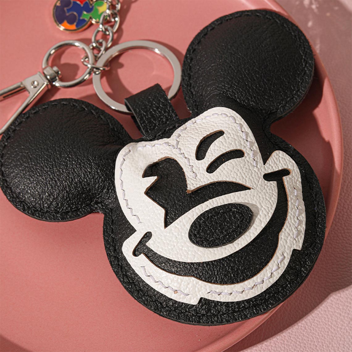 Lambskin Mickey Mouse Keychain Keyfob | Fun Design Leather Keychain - Wirkin®
