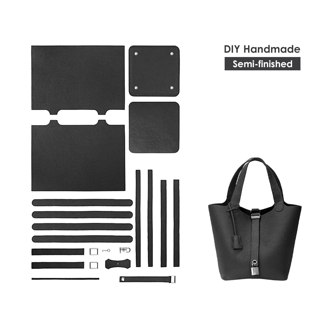 Wirkin® Top Grain Leather Lady Picotin Lock Totes Bag DIY Kit - Price Drop at Checkout