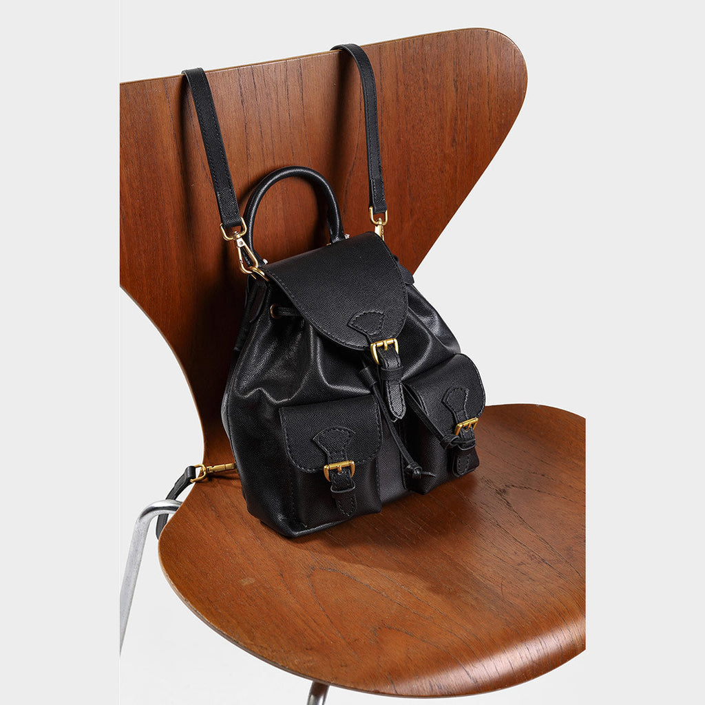 Small Black Leather Backpack for Women | Wirkin® DIY Handmade Bags