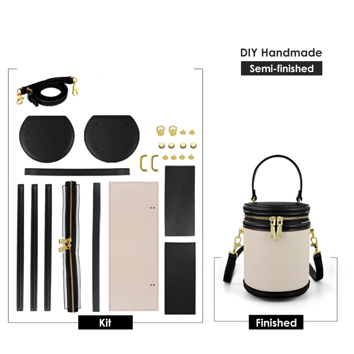 Black Leather Bucket Bag DIY Kits | Wirkin® Fun & Easy DIY Projects 