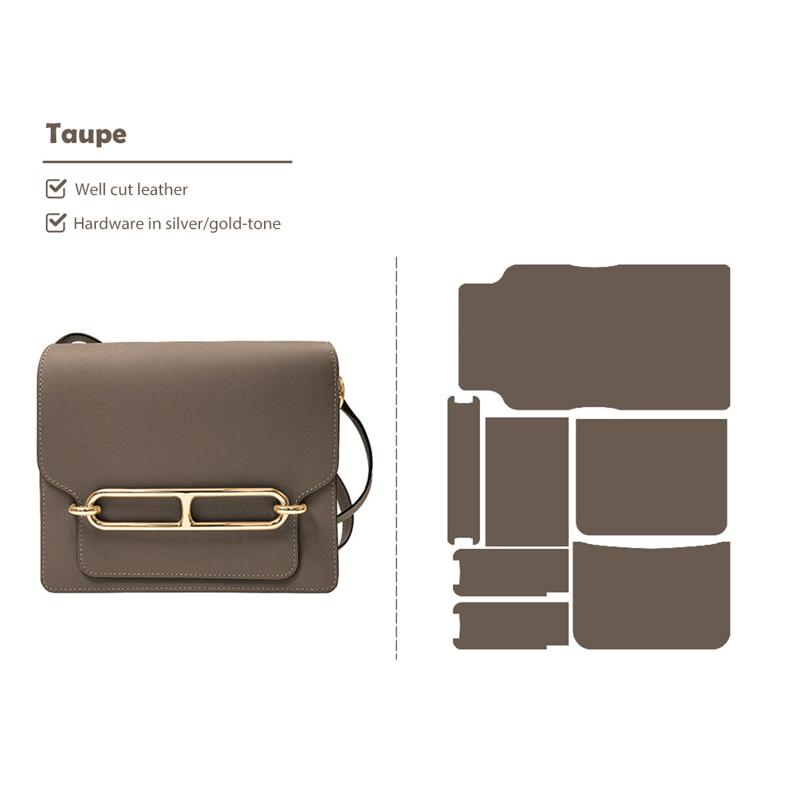 Taupe Roulis Bag DIY Kit | Leather Purse Making Kits - Wirkin®