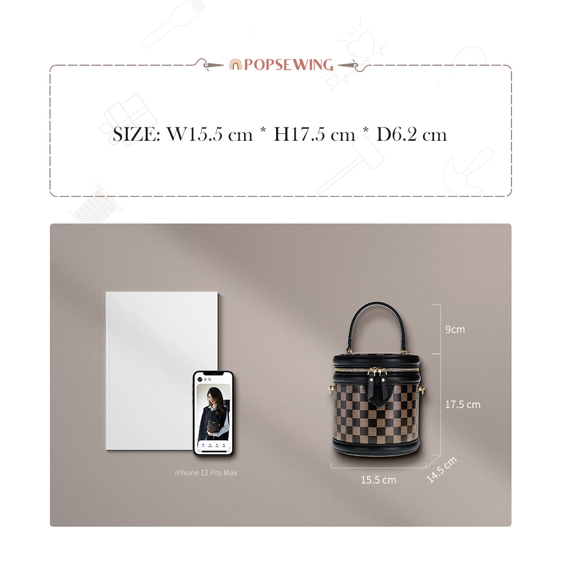 Wirkin® Top Grain Leather Checker Bucket Bag DIY Kits