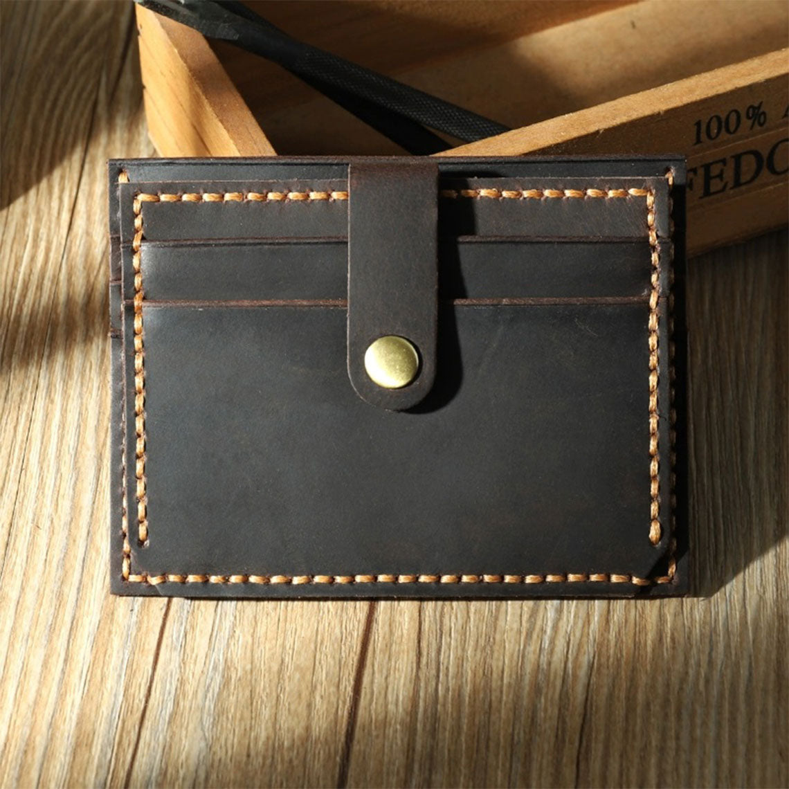 Wirkin® Crazy Horse Leather Double Card Holder DIY Kits