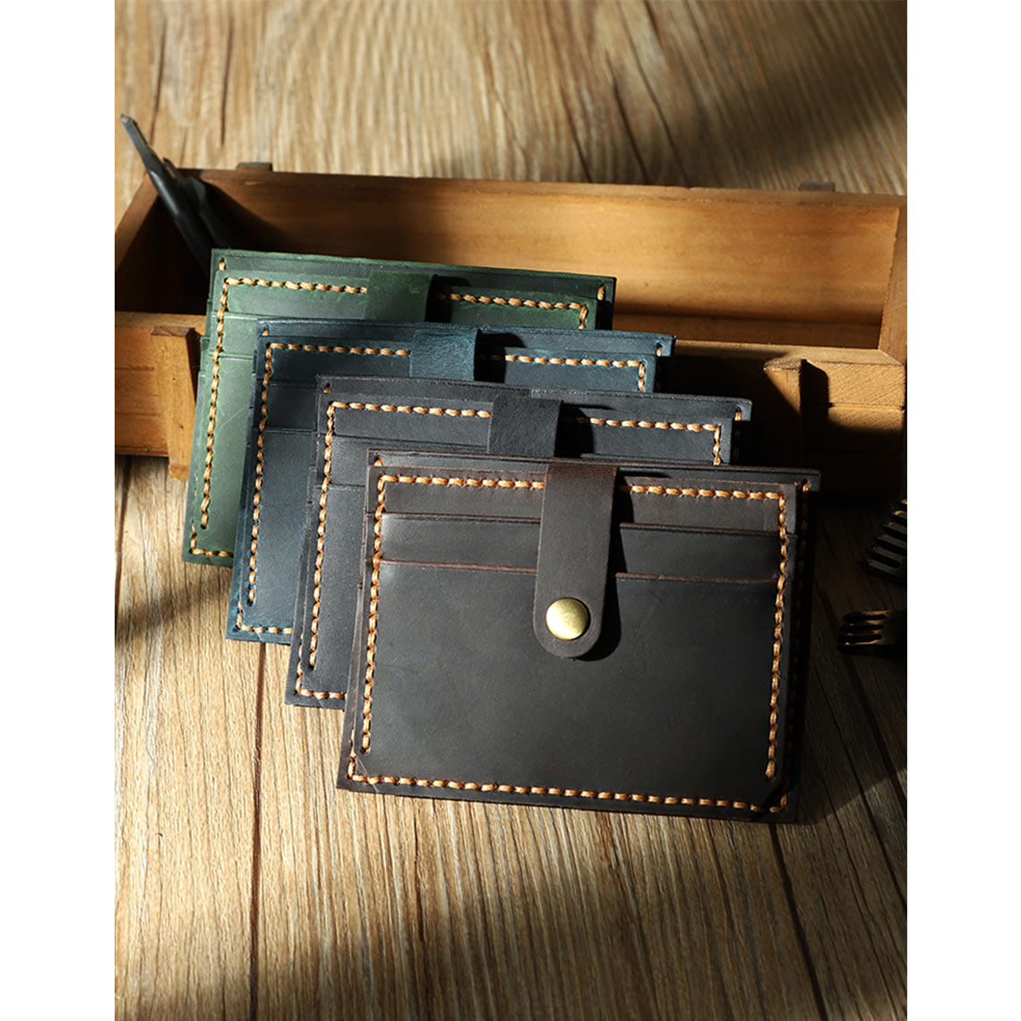 Wirkin® Crazy Horse Leather Double Card Holder DIY Kits