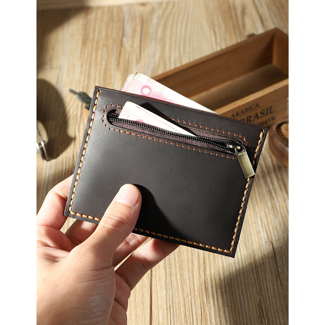 Wirkin® Crazy Horse Leather Double Card Holder DIY Kits