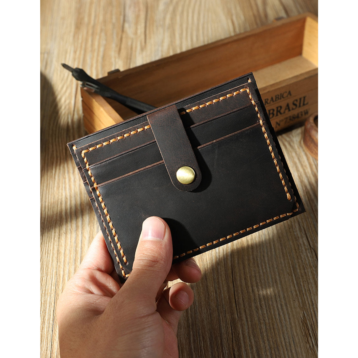 Wirkin® Crazy Horse Leather Double Card Holder DIY Kits