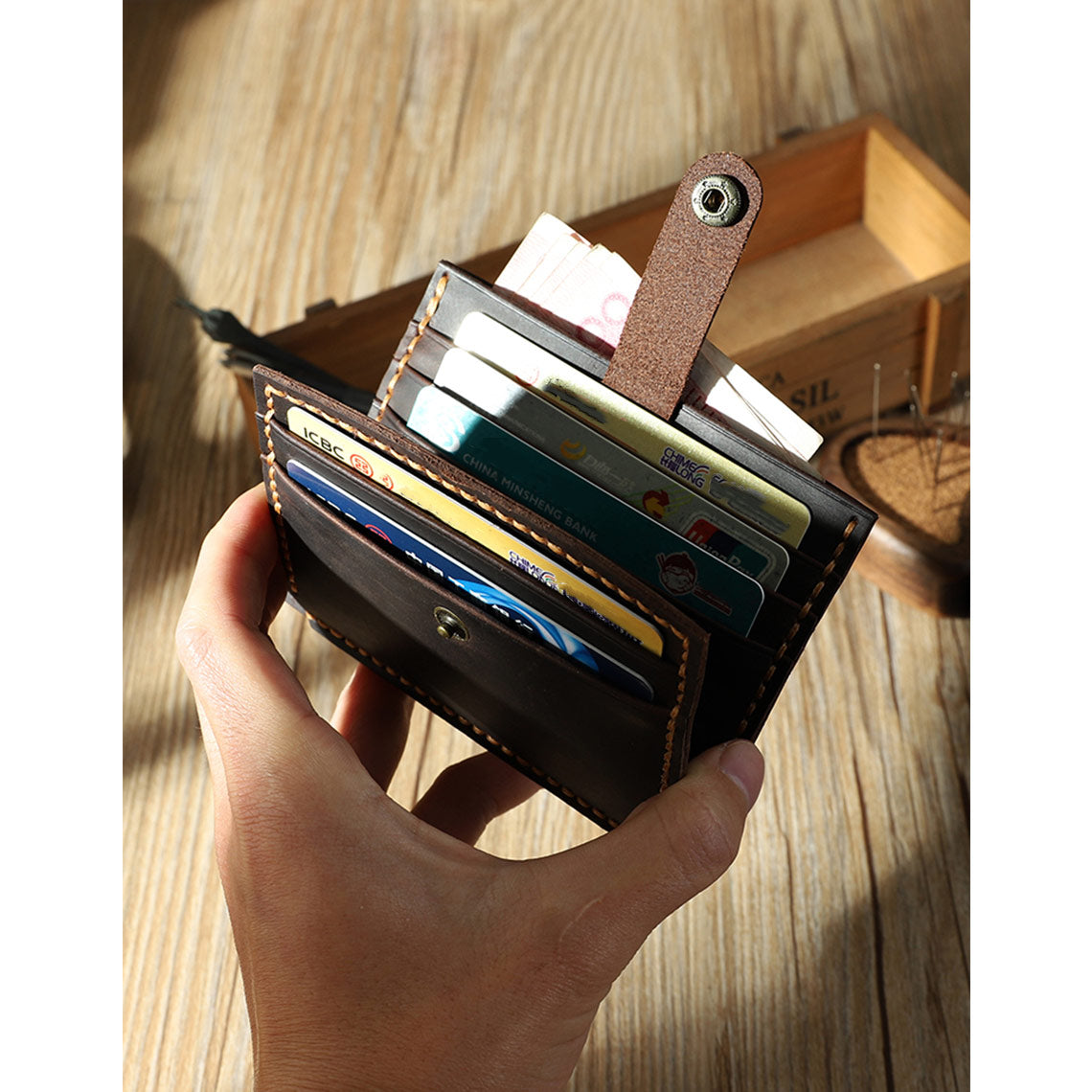 Wirkin® Crazy Horse Leather Double Card Holder DIY Kits