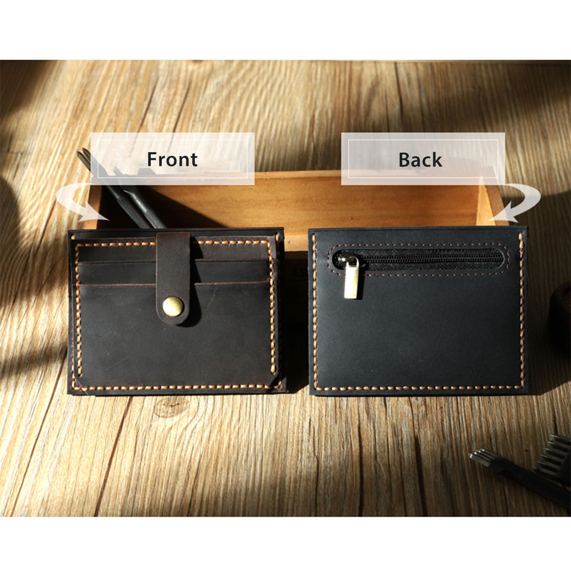 Wirkin® Crazy Horse Leather Double Card Holder DIY Kits