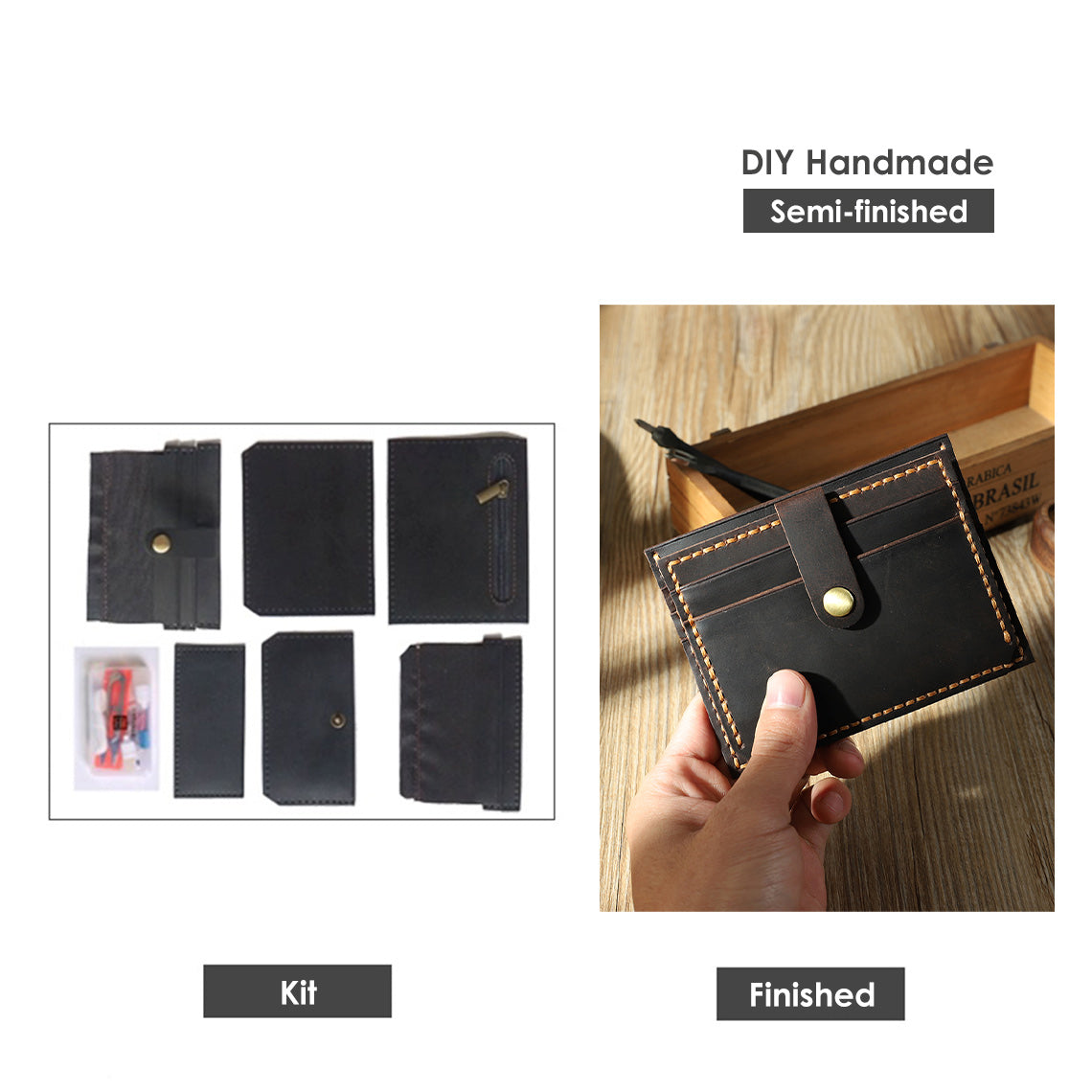 Wirkin® Crazy Horse Leather Double Card Holder DIY Kits