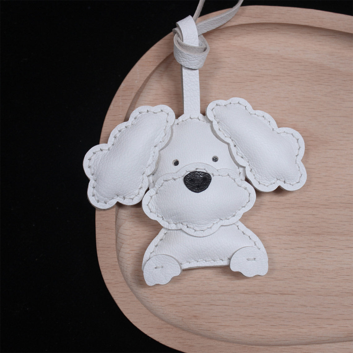 White Leather Dog Keychain | Cute Design Keychains - Wirkin®