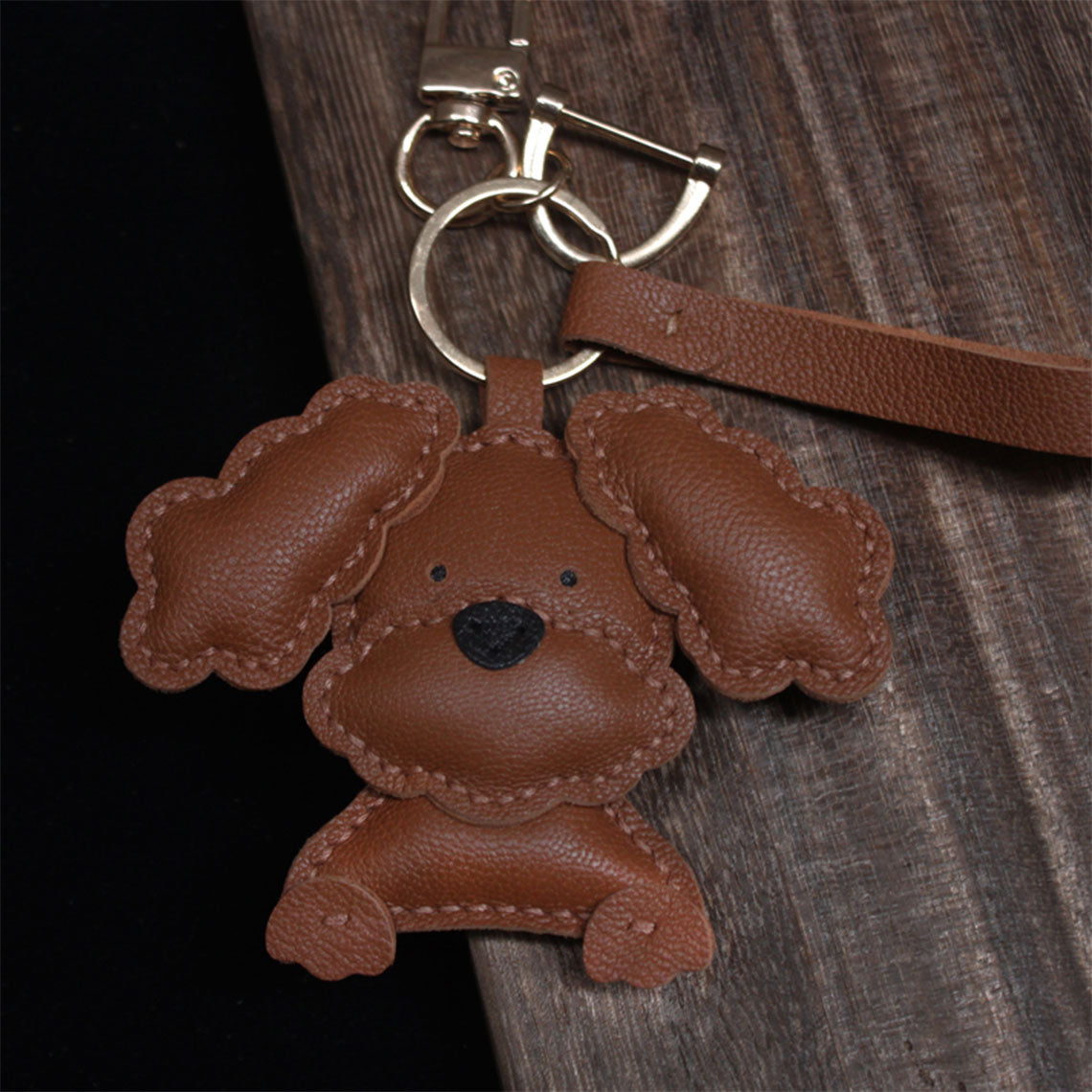Brown Leather Dog Keychain | Cute Design Keychains - Wirkin®