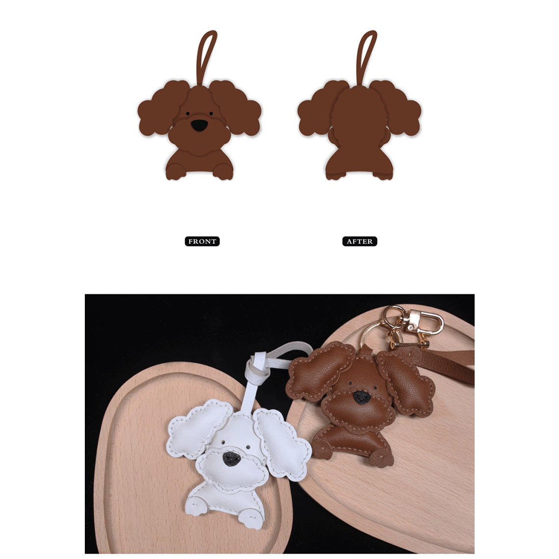 Wirkin® Sheep Leather Flap Ears Dog Keychain DIY Kits