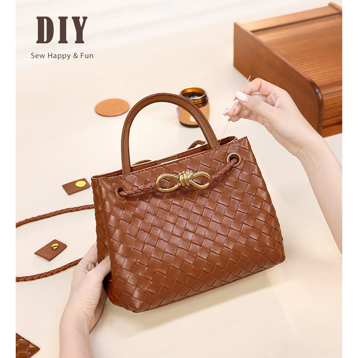 Wirkin® Leather Small Intrecciato Tote DIY Kits