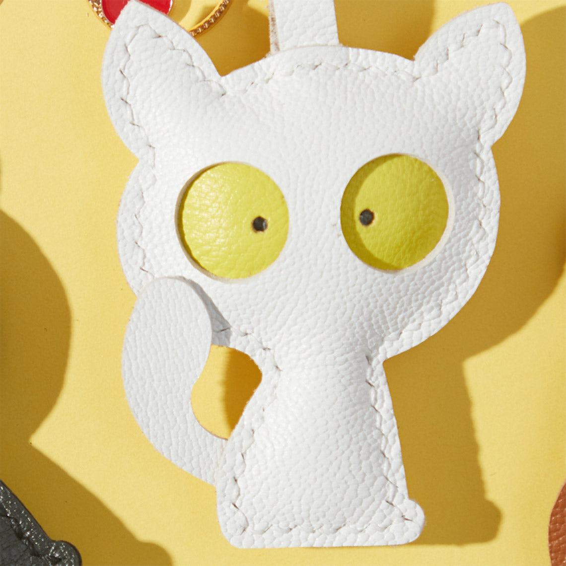 White Leather Kitty Bag Charm | DIY Handmade Leather Accessories - Wirkin®
